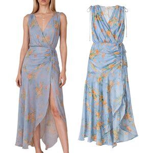 Veronica Beard Dovima Silk Floral Wrap Dress Blue Orange Size 10